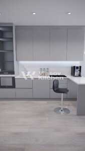 Прямая кухня с барной стойкой